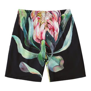 Protea Flower Print Men's Swim Trunks