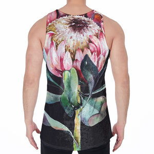 Protea Flower Print Men's Velvet Tank Top