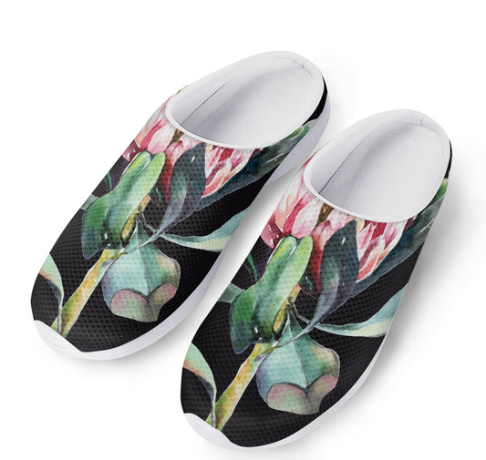 Protea Flower Print Mesh Casual Shoes