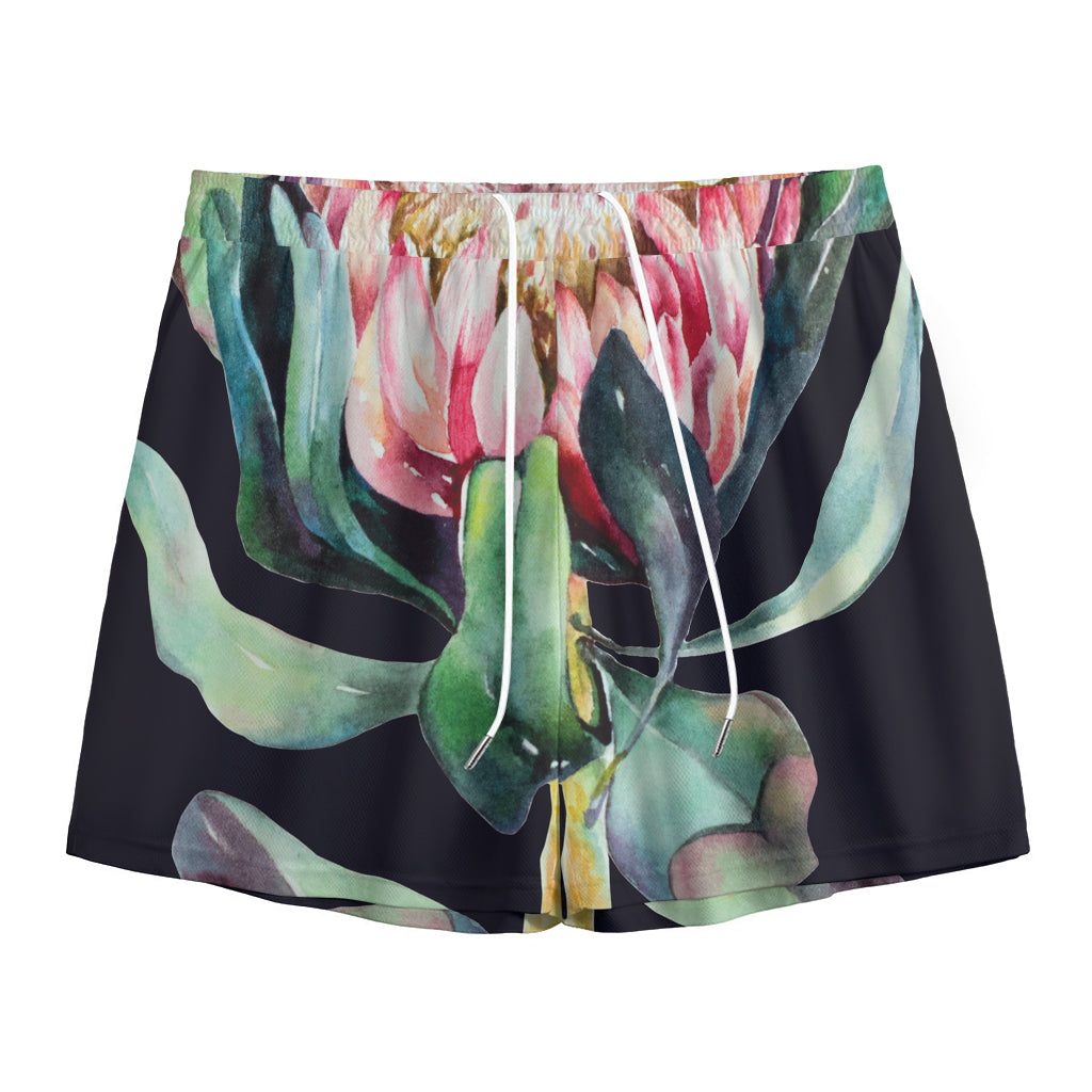 Protea Flower Print Mesh Shorts