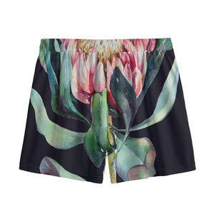 Protea Flower Print Mesh Shorts