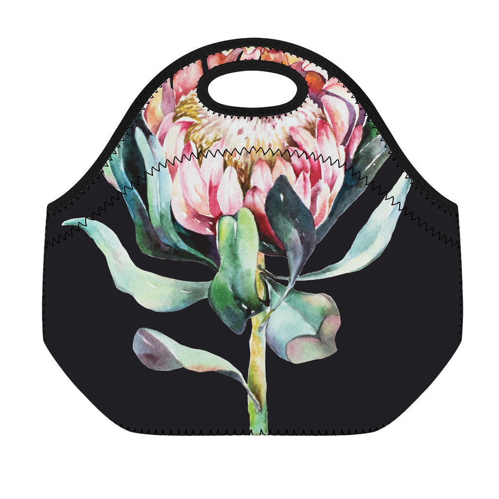 Protea Flower Print Neoprene Lunch Bag
