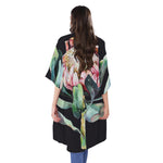 Protea Flower Print Open Front Beach Cover Up