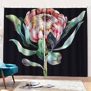 Protea Flower Print Pencil Pleat Curtains