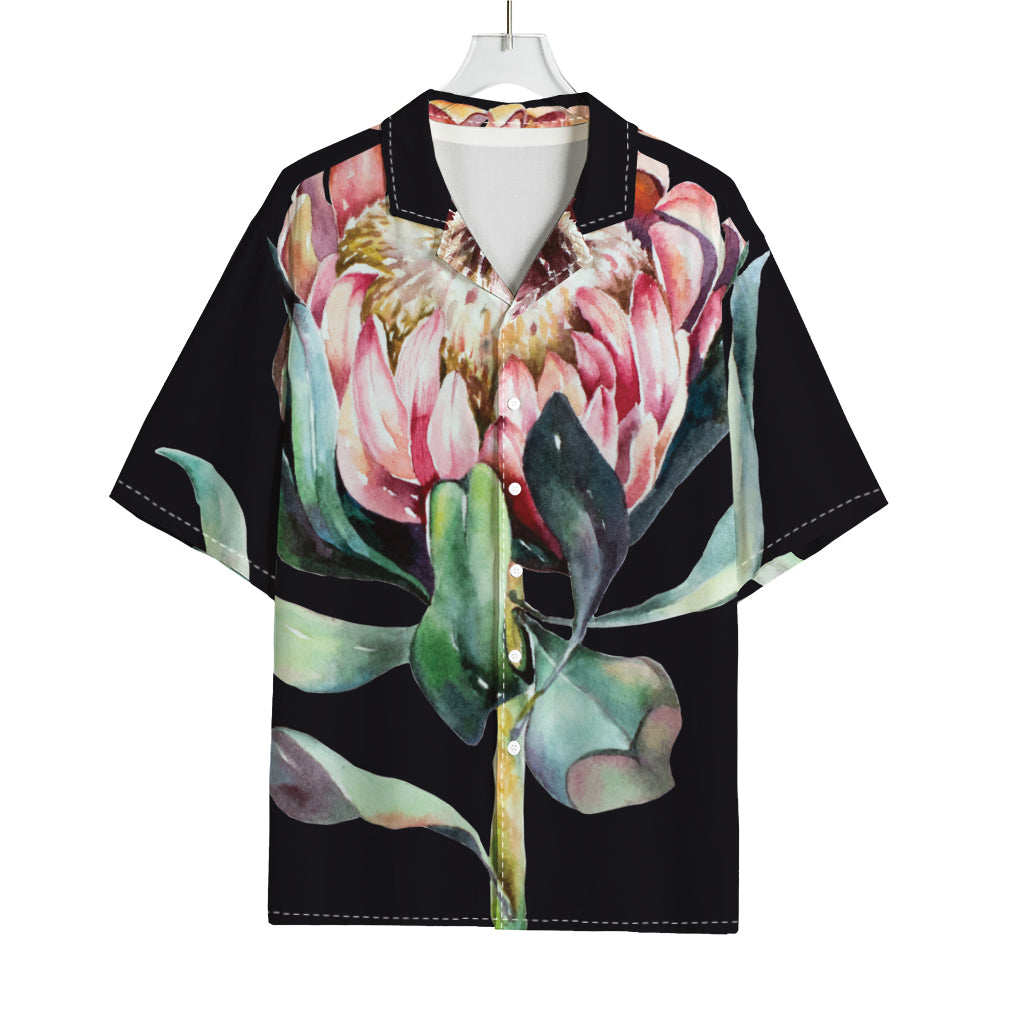 Protea Flower Print Rayon Hawaiian Shirt