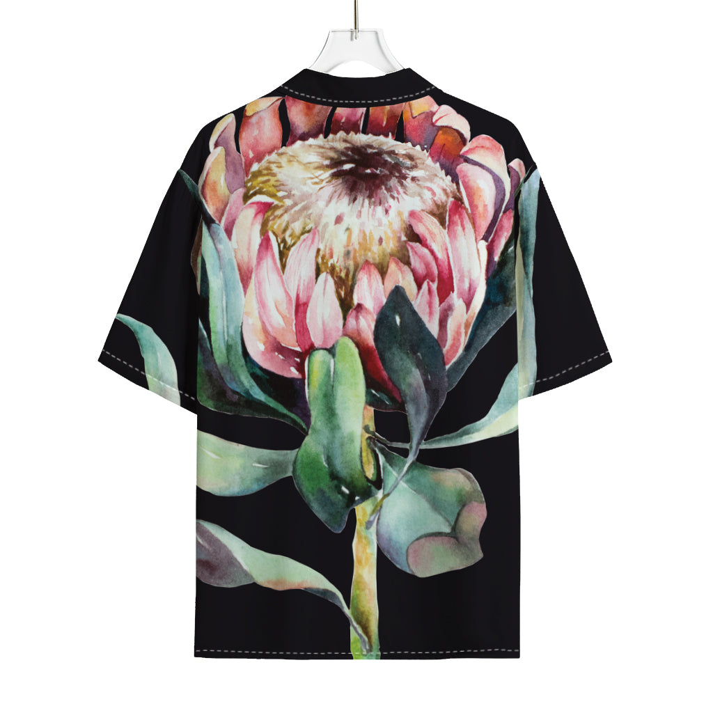 Protea Flower Print Rayon Hawaiian Shirt