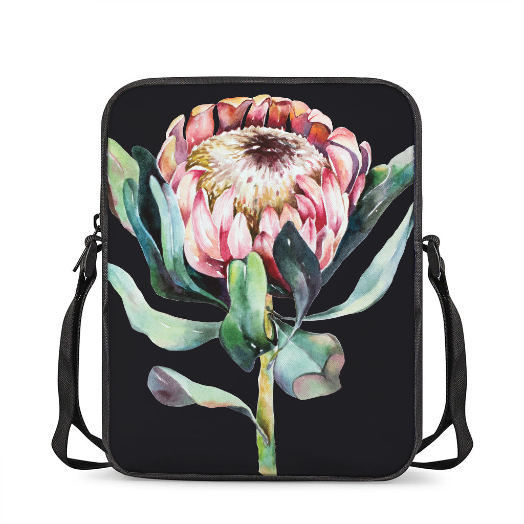 Protea Flower Print Rectangular Crossbody Bag