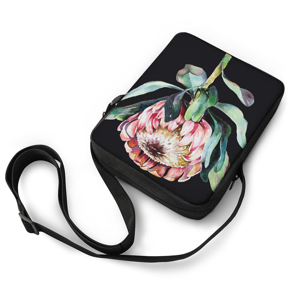 Protea Flower Print Rectangular Crossbody Bag