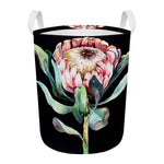 Protea Flower Print Round Laundry Basket
