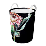 Protea Flower Print Round Laundry Basket