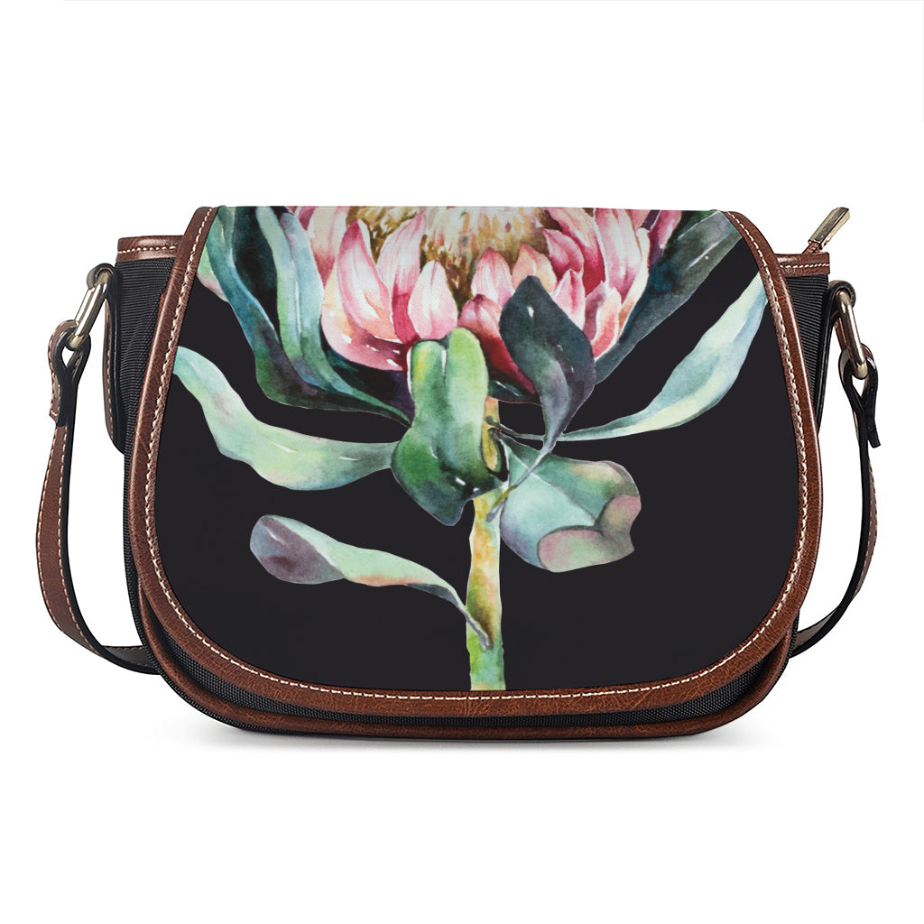 Protea Flower Print Saddle Bag