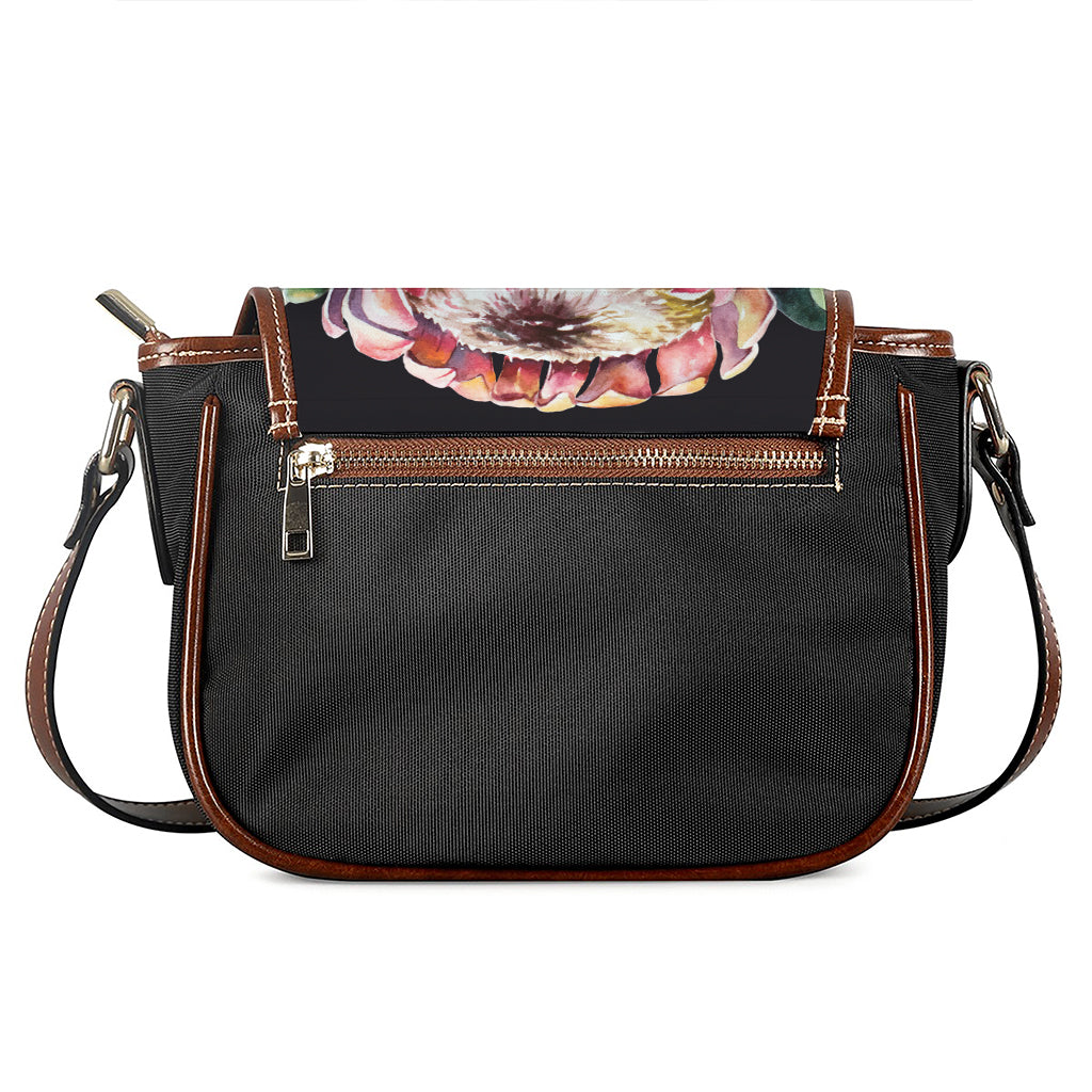 Protea Flower Print Saddle Bag