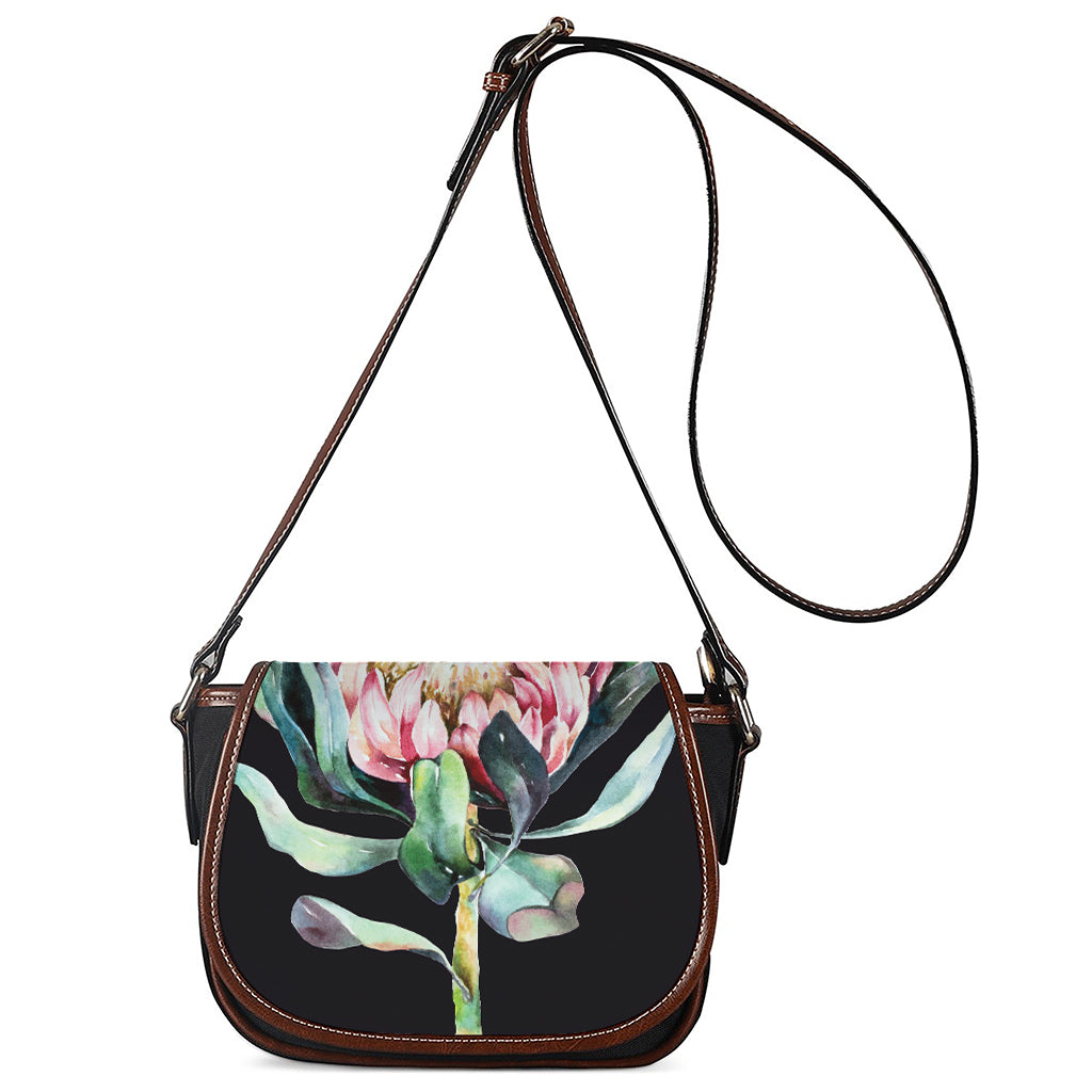 Protea Flower Print Saddle Bag