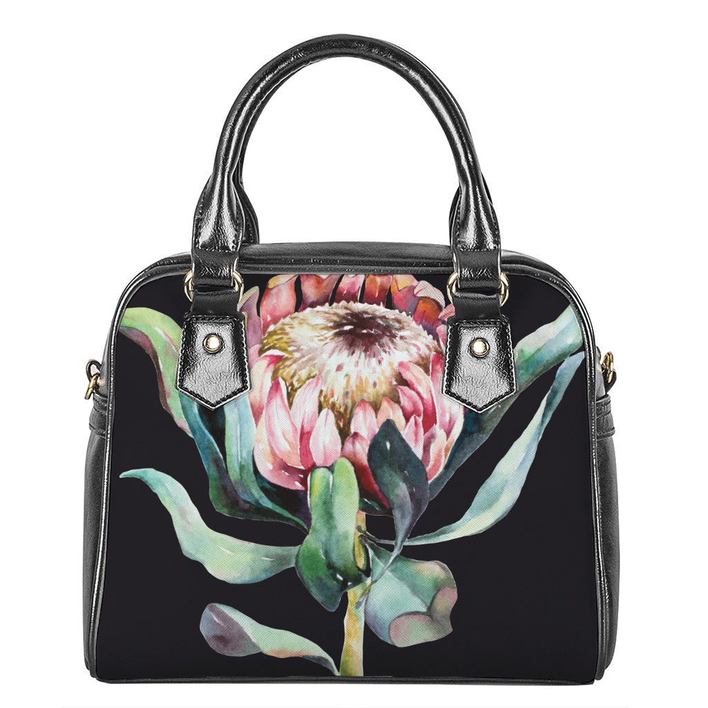 Protea Flower Print Shoulder Handbag