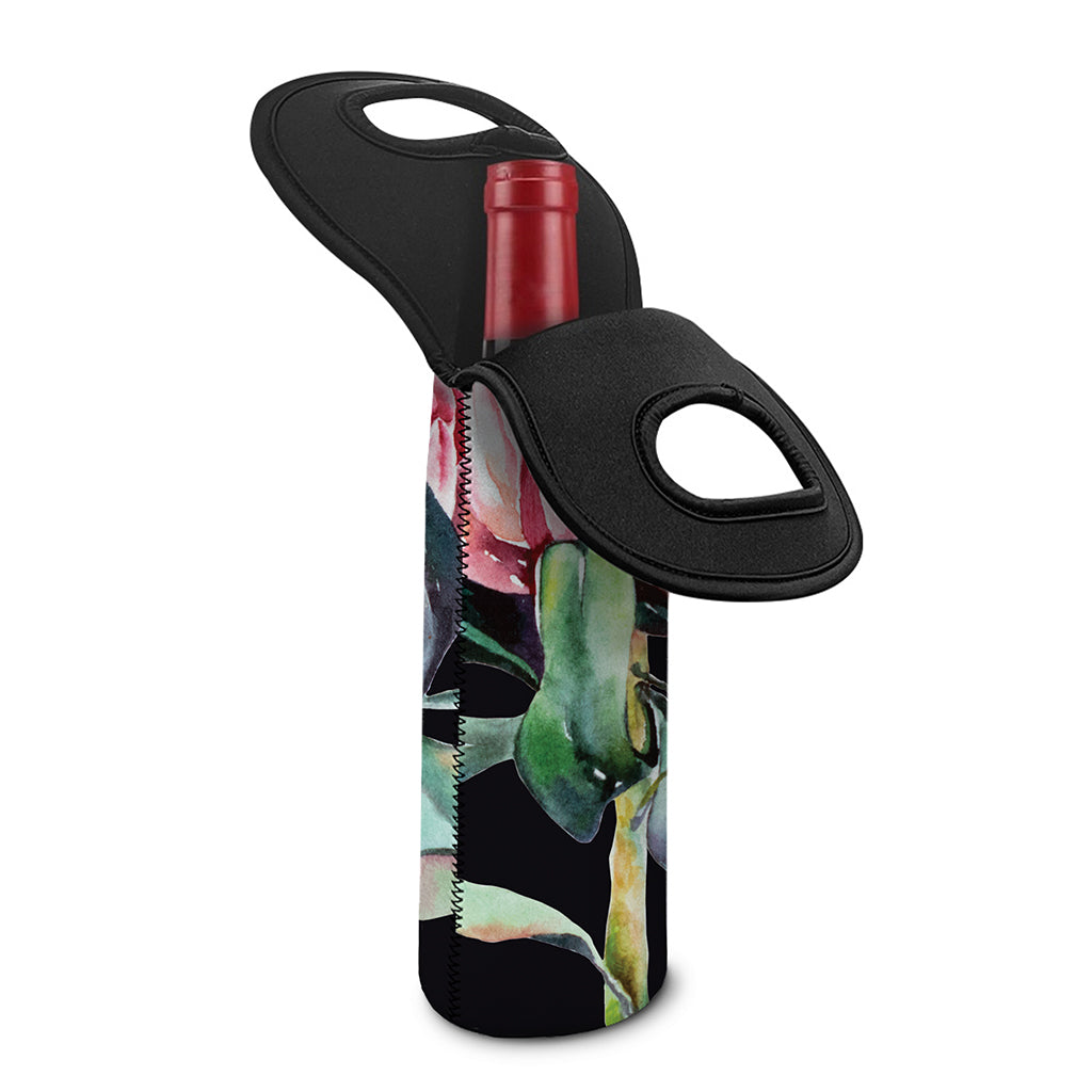 Protea Flower Print Single Neoprene Wine Tote