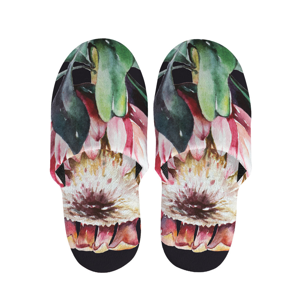 Protea Flower Print Slippers