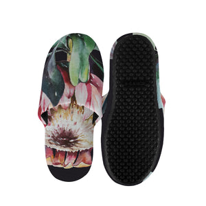 Protea Flower Print Slippers