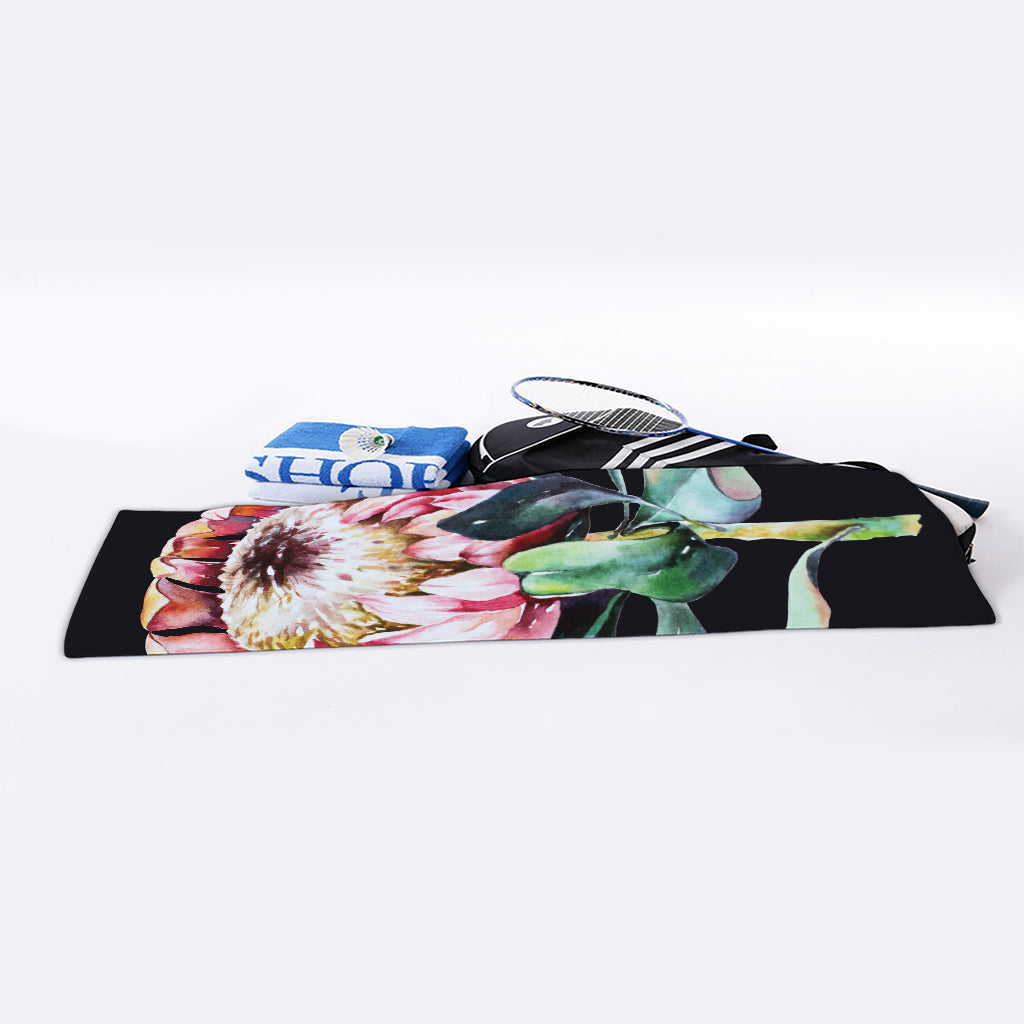 Protea Flower Print Sports Towel