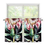 Protea Flower Print Tier Curtains