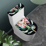 Protea Flower Print Toilet Lid And Tank Cover Set