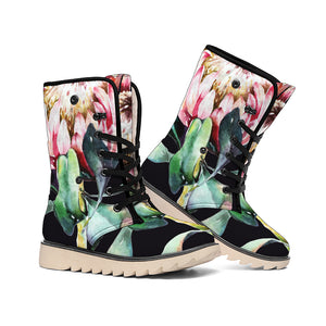 Protea Flower Print Winter Boots