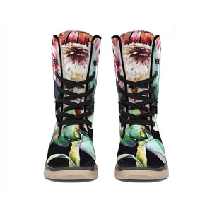 Protea Flower Print Winter Boots