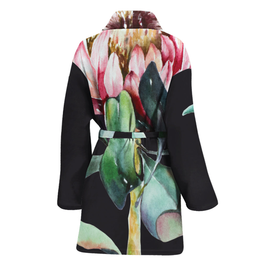 Protea Flower Print Women's Bathrobe