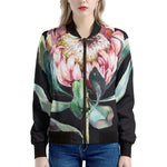 Protea Flower Print Women's Bomber Jacket