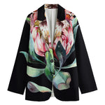 Protea Flower Print Women's Cotton Blazer