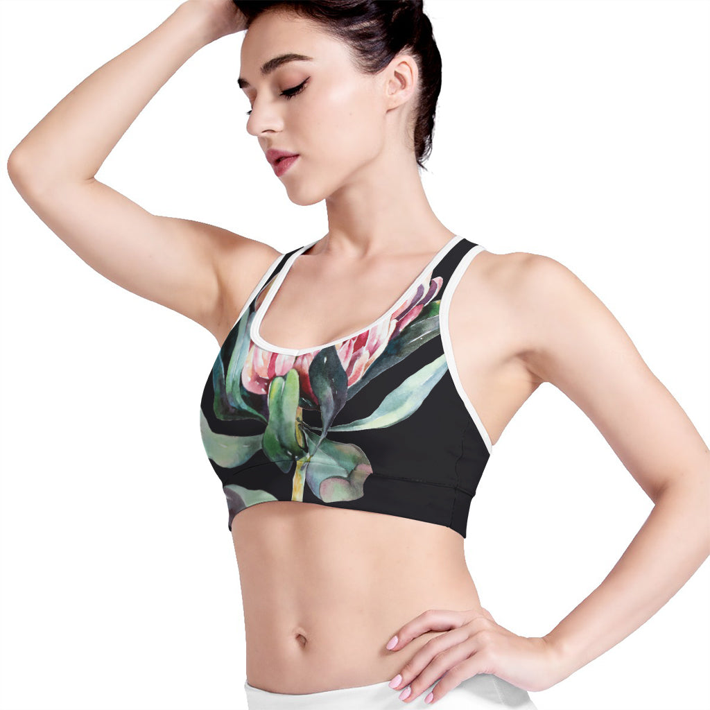 Protea Flower Print Women's Sports Bra