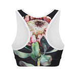 Protea Flower Print Women's Sports Bra