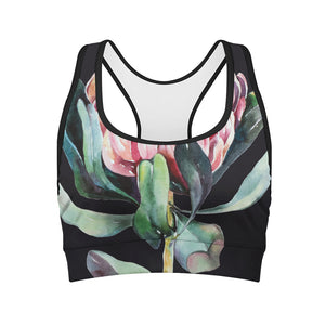 Protea Flower Print Women's Sports Bra