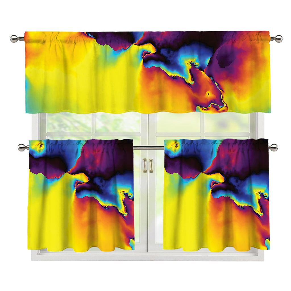 Psychedelic Acid Print 3 Piece Kitchen Curtains