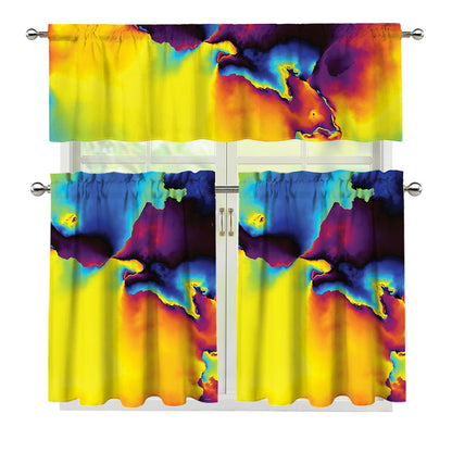 Psychedelic Acid Print 3 Piece Kitchen Curtains