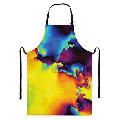 Psychedelic Acid Print Bib Apron With Pocket