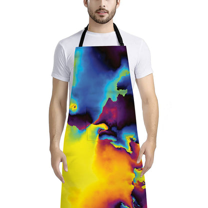 Psychedelic Acid Print Bib Apron With Pocket
