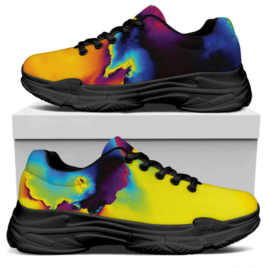 Psychedelic Acid Print Black Chunky Shoes