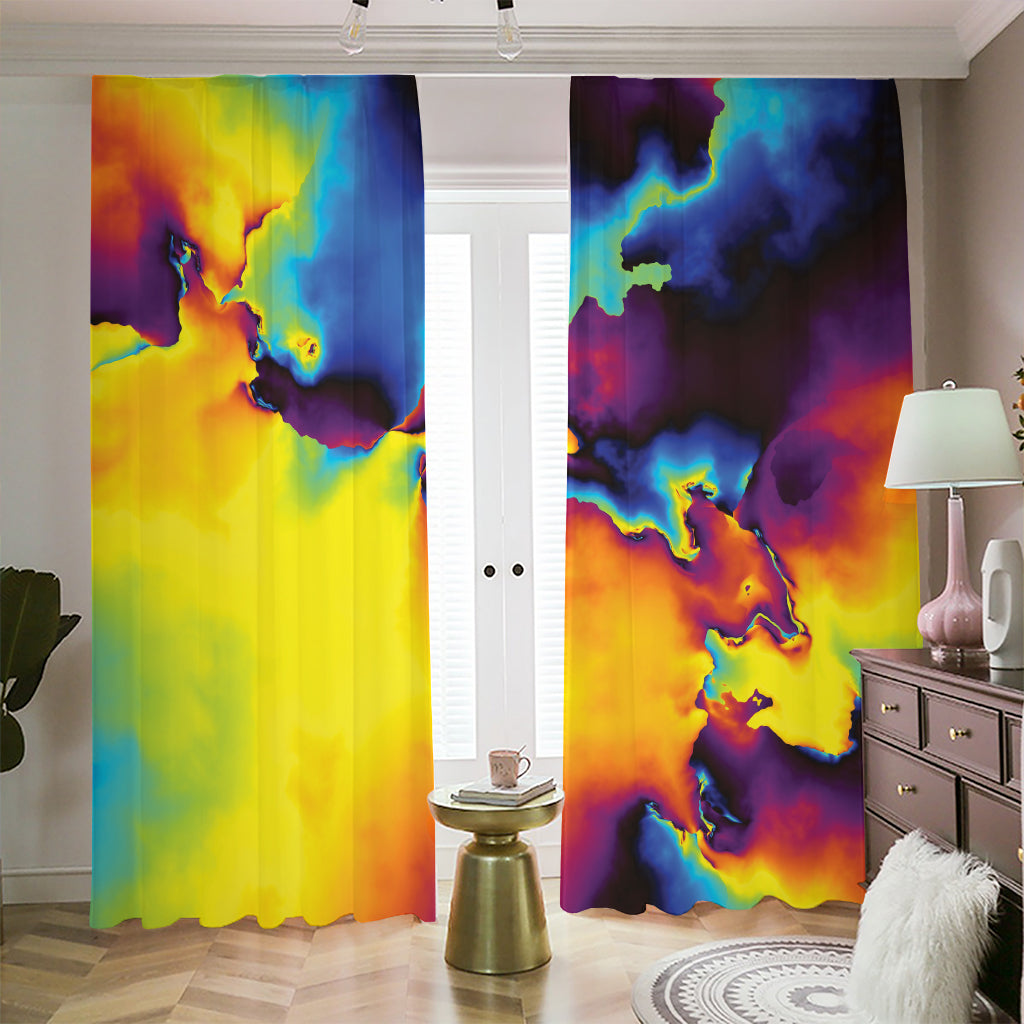 Psychedelic Acid Print Blackout Pencil Pleat Curtains