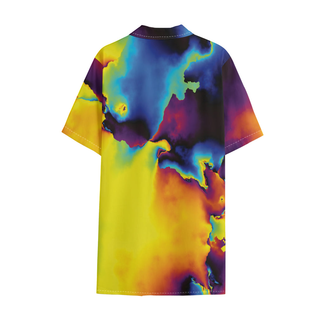 Psychedelic Acid Print Cotton Hawaiian Shirt