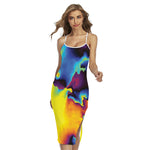 Psychedelic Acid Print Cross Back Cami Dress