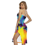 Psychedelic Acid Print Cross Back Cami Dress