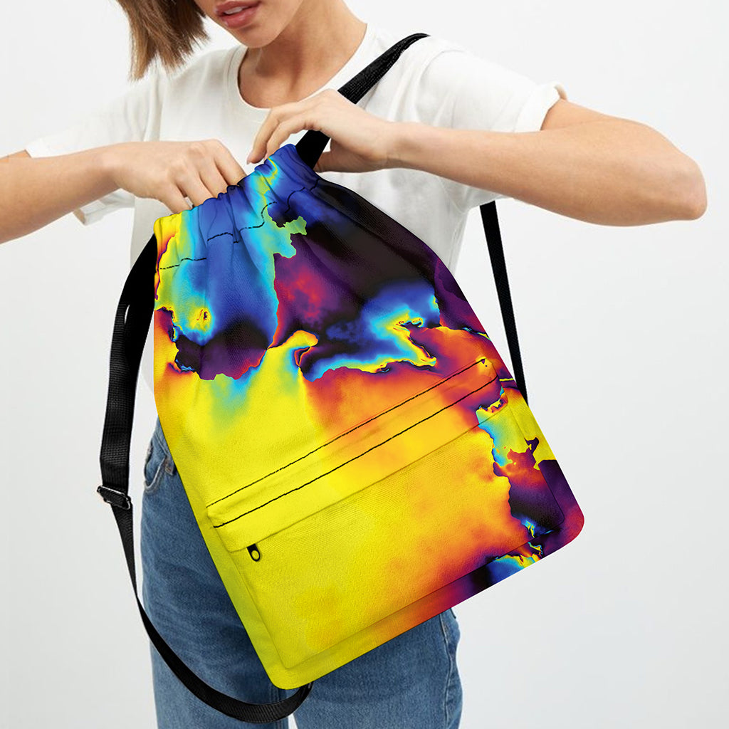 Psychedelic Acid Print Drawstring Backpack
