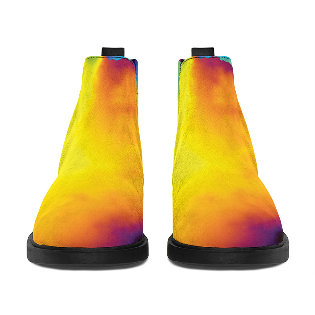 Psychedelic Acid Print Flat Ankle Boots