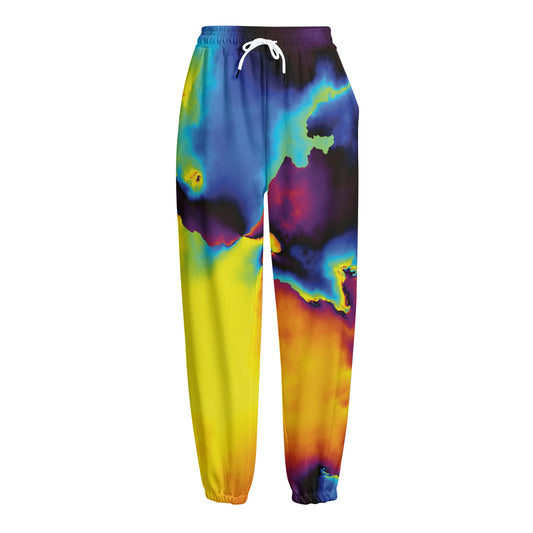 Psychedelic Acid Print Fleece Lined Knit Pants