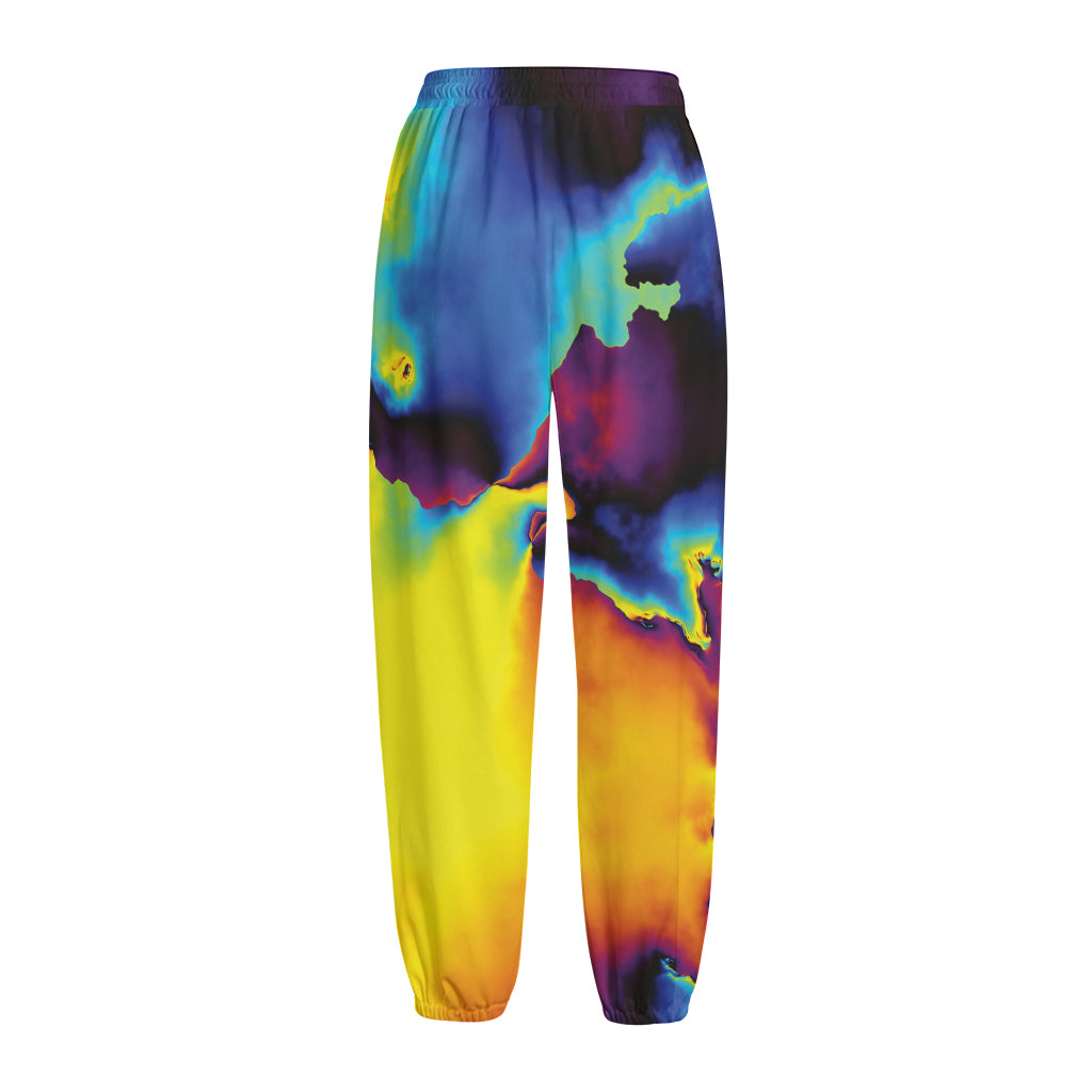 Psychedelic Acid Print Fleece Lined Knit Pants