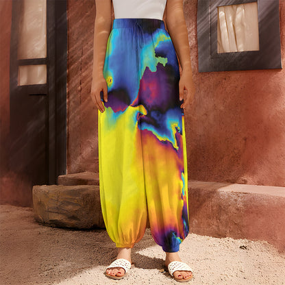 Psychedelic Acid Print Harem Pants