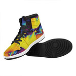 Psychedelic Acid Print High Top Leather Sneakers