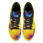Psychedelic Acid Print High Top Leather Sneakers