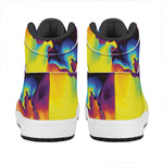 Psychedelic Acid Print High Top Leather Sneakers