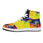 Psychedelic Acid Print High Top Leather Sneakers